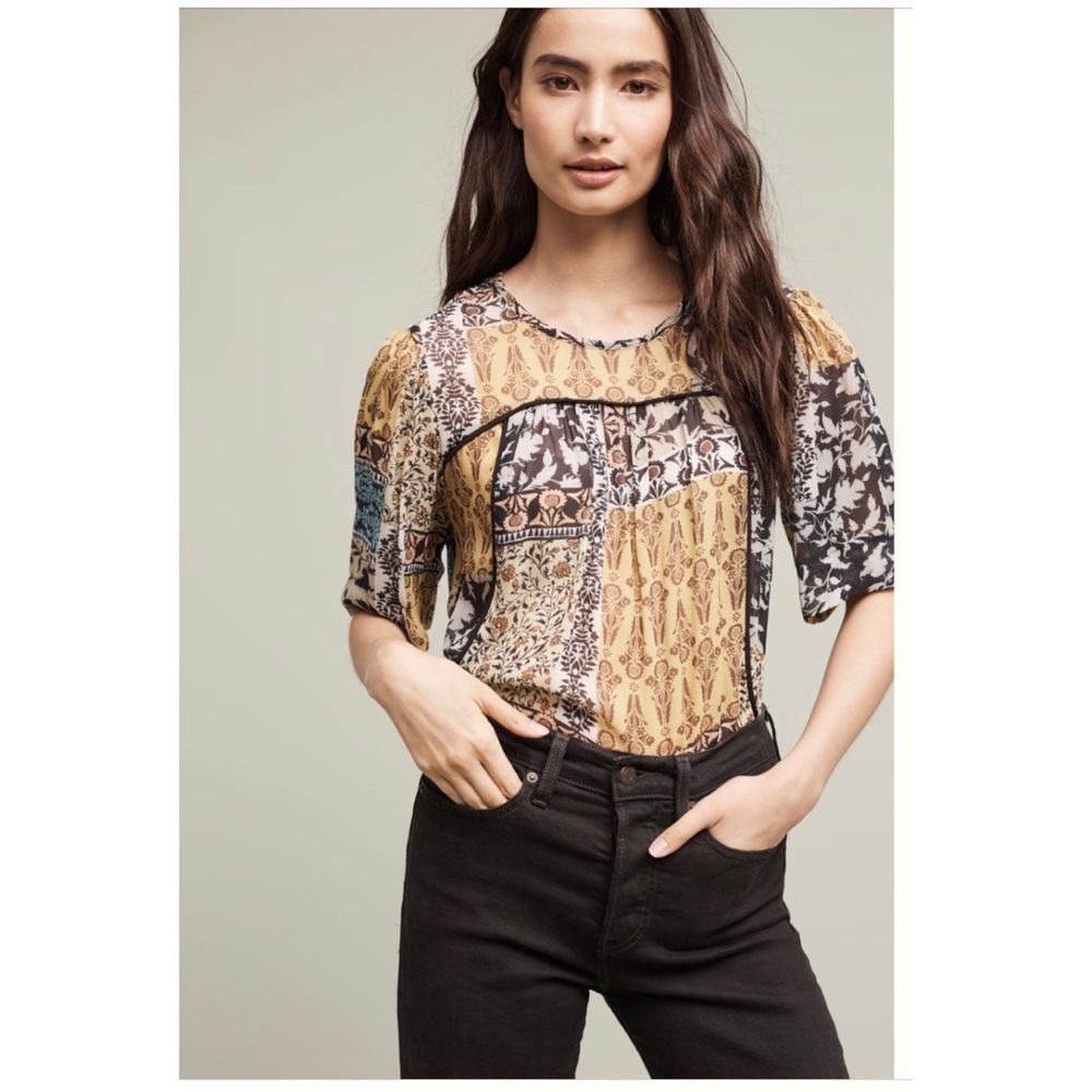Anthropologie Weston Deka Printed Top Size Xs